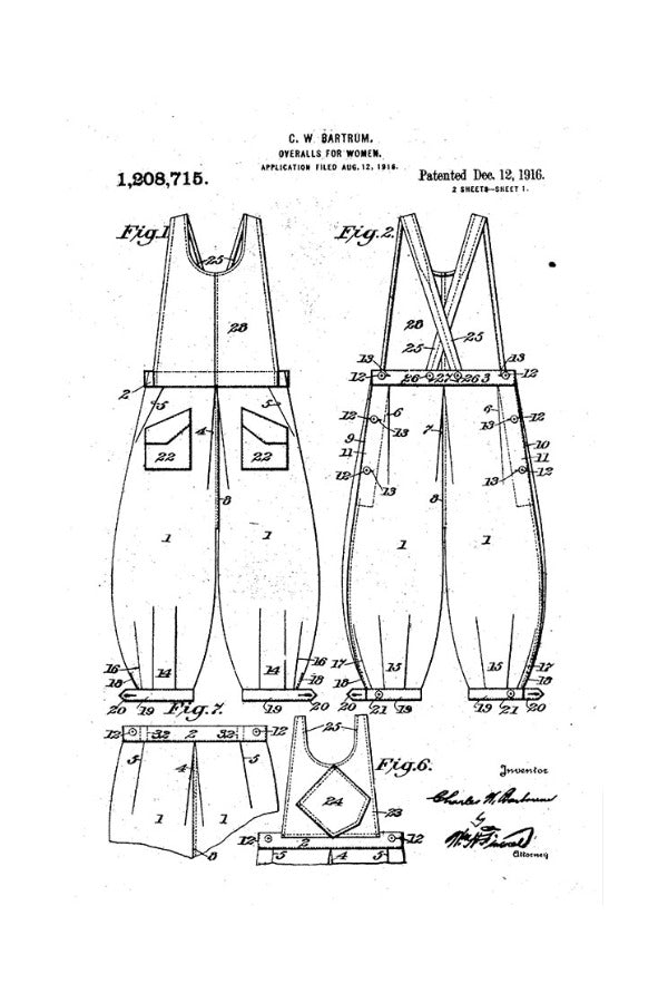 Women overall pattern, 1916